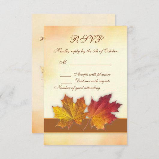 Herbstmaple aus Rotgold Blätter UAWG RSVP Karte (Vorne/Hinten)