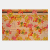 Herbstmaple-Blätter auf Stallholz Geschenkpapier Set (Vorderseite 3)