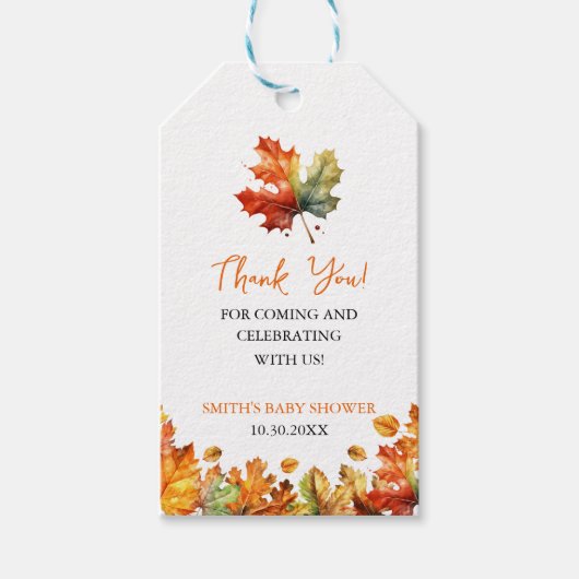 Herbstmaple-Blätter Danke, dass Sie Geschenkmarken Geschenkanhänger (Vorderseite)