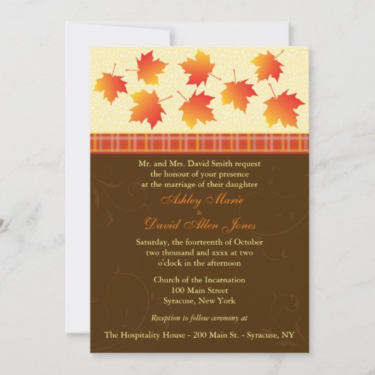Herbstmaple-Blätter Einladung Hochzeit (Vorderseite)