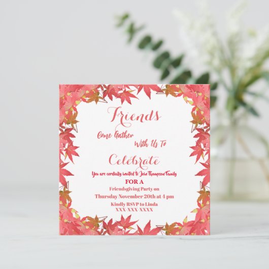 Herbstmaple Blätter Einladung zur Verleihung von F (Stehend Vorderseite)