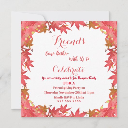 Herbstmaple Blätter Einladung zur Verleihung von F (Vorderseite)