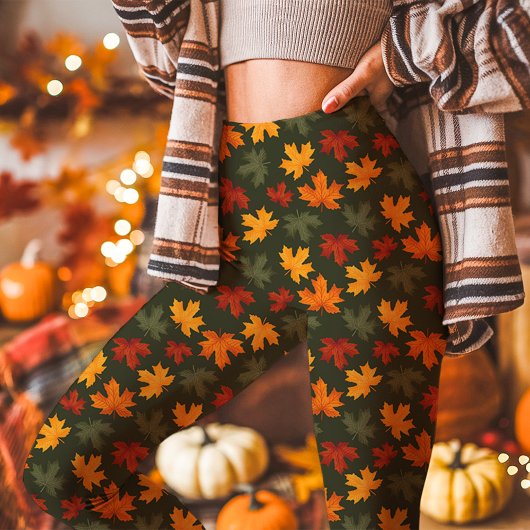 Herbstmaple-Blätter fallen grün Leggings