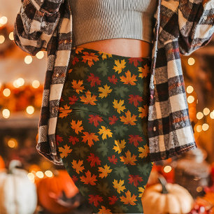 Herbstmaple-Blätter fallen grün Leggings