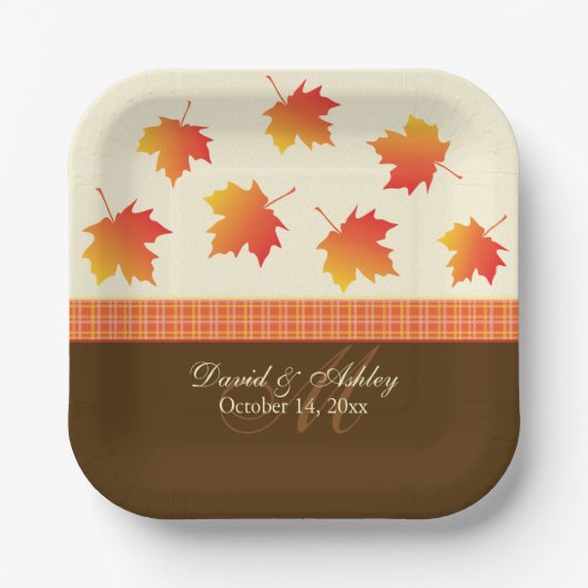 Herbstmaple-Blätter Hochzeit Pappteller (Vorderseite)