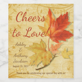 Herbstmaple-Blätter jubeln Liebe Hochzeit Weinetikett
