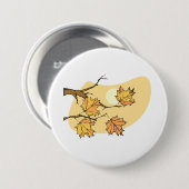 Herbstmaple-Blätter mit Zweigen und Sonnenuntergan Button (Vorne & Hinten)