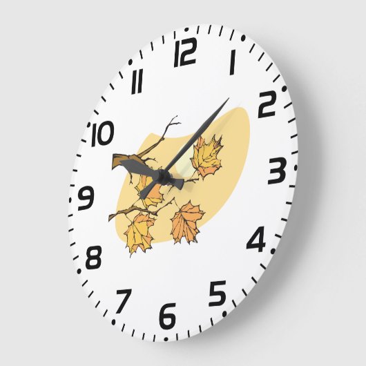 Herbstmaple-Blätter mit Zweigen und Sonnenuntergan Große Wanduhr (Winkel)