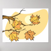 Herbstmaple-Blätter mit Zweigen und Sonnenuntergan Poster (Vorne)
