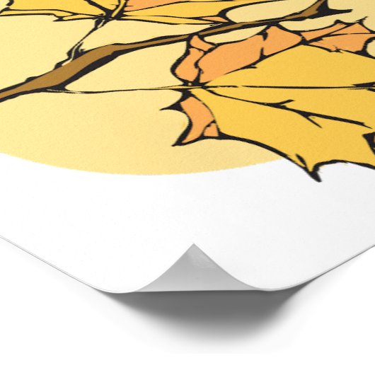 Herbstmaple-Blätter mit Zweigen und Sonnenuntergan Poster (Ecke)