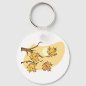 Herbstmaple-Blätter mit Zweigen und Sonnenuntergan Schlüsselanhänger (Vorderseite)