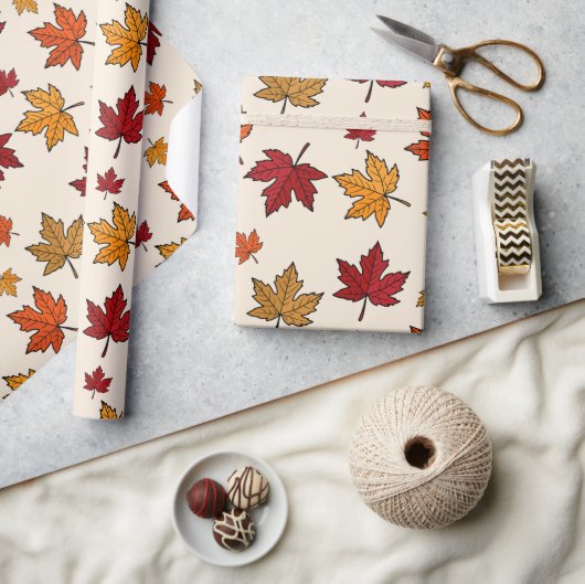 Herbstmaple-Blätter Muster Erntedank Geschenk Geschenkpapier (Kunsthandwerk)