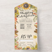 Herbstmaple Blätter Pumpkin Sonnenblumen Hochzeit  All In One Einladung (Innen Boden)