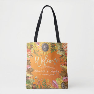 Herbstmaple Blätter Pumpkins Wood Wedding Willkomm Tasche