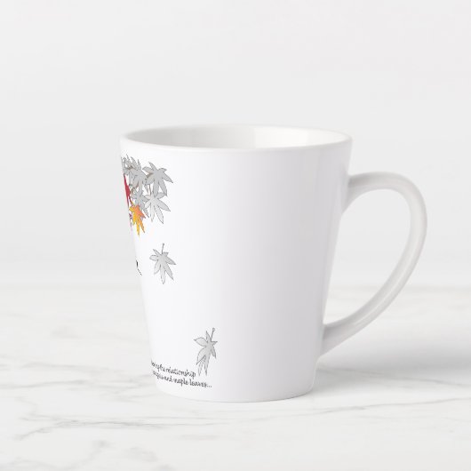 Herbstmaple-Blätter und Niedlicher Funny Pinguin Milchtasse (Rechts)