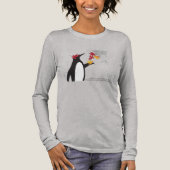Herbstmaple-Blätter und Niedlicher Funny Pinguin Tri-Blend Shirt (Vorderseite)