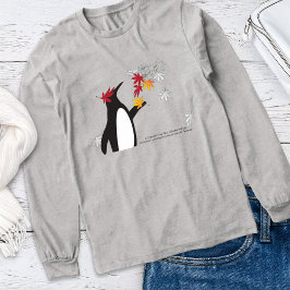 Herbstmaple-Blätter und Niedlicher Funny Pinguin Tri-Blend Shirt
