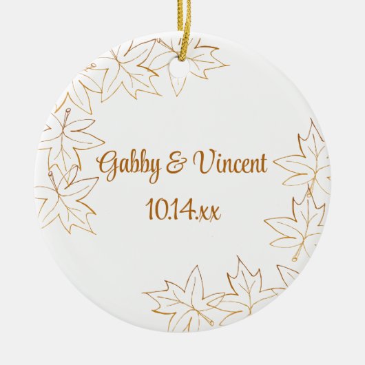 Herbstmaple Leaf Edge Wedding Keramikornament (Vorne)