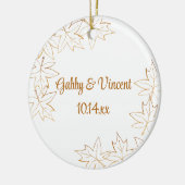 Herbstmaple Leaf Edge Wedding Keramikornament (Links)