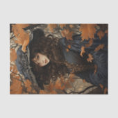 Herbstmaple Verlasse Hübsches Mädchen in Schwarz Seidenpapier (Vorderseite)