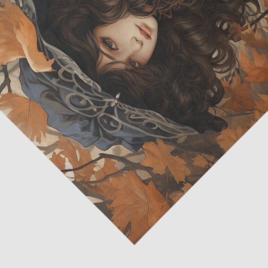 Herbstmaple Verlasse Hübsches Mädchen in Schwarz Seidenpapier (Ausschnitt)