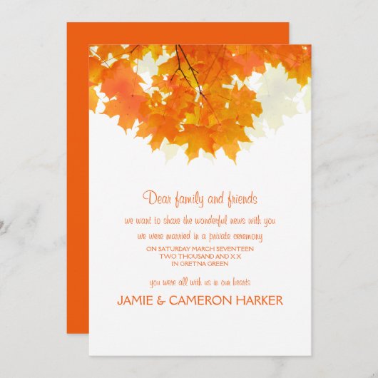 Herbstmaple Verlasst Ankündigung (Vorne/Hinten)