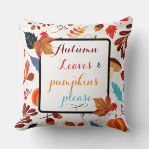 Herbstmaple verlasst Kürbiskürbis Halloween-Orange Kissen