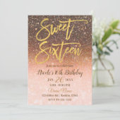 Herbstmärchen Herbst Glitzer Goldfressen Süß 16 Einladung (Stehend Vorderseite)