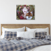 Herbstmärchen mit einem Fuchs-Leinwand-Druck Leinwanddruck (Insitu (Schlafzimmer))