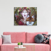 Herbstmärchen mit einem Fuchs-Leinwand-Druck Leinwanddruck (Insitu (Wohnzimmer))
