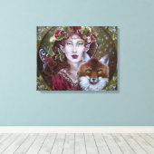 Herbstmärchen mit einem Fuchs-Leinwand-Druck Leinwanddruck (Insitu (Holzboden))