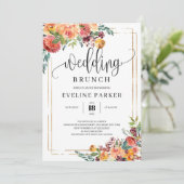 Herbstmarigold Orange Blume Hochzeitsbrunch einlad Einladung (Stehend Vorderseite)