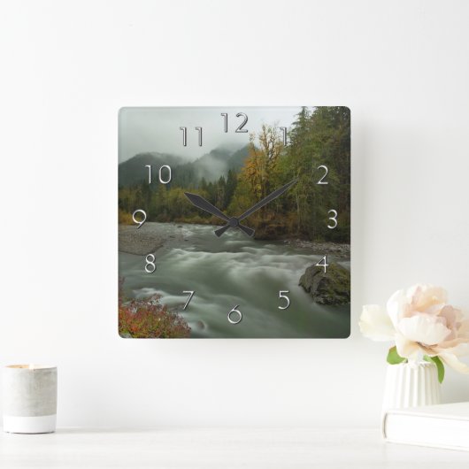 Herbstmauer Quadratische Wanduhr (Zuhause)