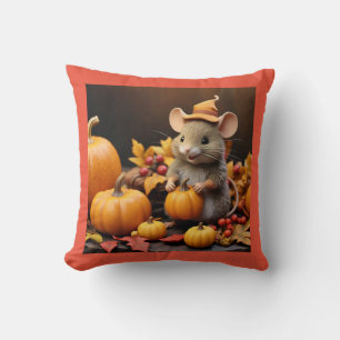 Herbstmäuse mit Pumpkins & Blätter Kissen