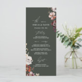 Herbstmenü Anemone Floral Dark Green Wedding Menükarte (Stehend Vorderseite)