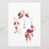 Herbstmenü für Hochzeiten in Burgund und Rosa Menükarte (Rückseite)