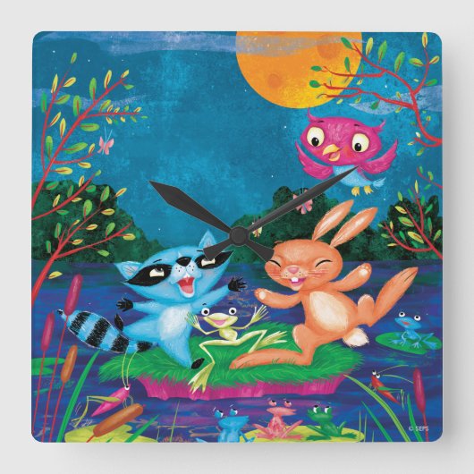 Herbstmond Quadratische Wanduhr (Vorderseite)