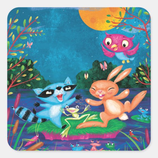 Herbstmond Quadratischer Aufkleber (Vorderseite)