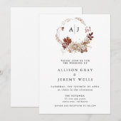 Herbstmonografische Hochzeit Einladung (Vorne/Hinten)
