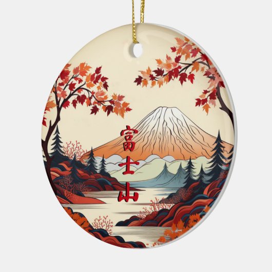 Herbstmont Fuji - japanische Keramik Keramik Ornament (Links)