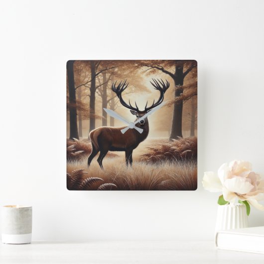 Herbstmontage Quadratische Wanduhr (Zuhause)