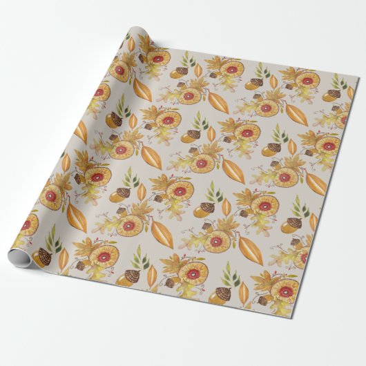 Herbstmood Acorn Geschenkpapier (Ungerollt)