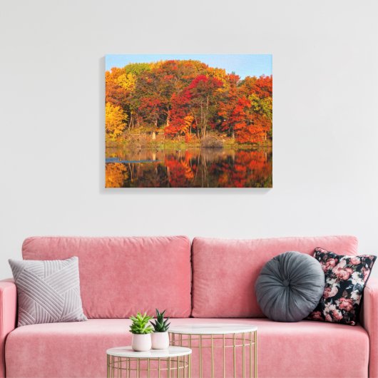 Herbstmorgen im Marthaler Park und im Teich Leinwanddruck (Insitu (Wohnzimmer))