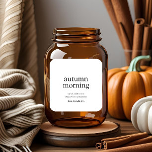 Herbstmorgen Kerzenetikett Minimalistischer Herb Quadratischer Aufkleber