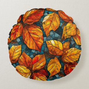 Herbstmosaikmuster Rundes Kissen