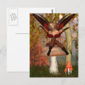Herbstmühle auf einem Hocker mit Wald Postkarte (Vorne/Hinten)
