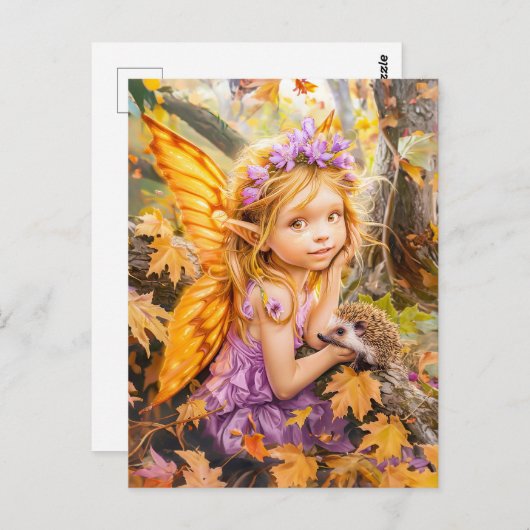 Herbstmühle mit Igel Postkarte (Vorne/Hinten)