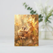 Herbstmühle mit Neugieriger Raccoon Postkarte (Stehend Vorderseite)