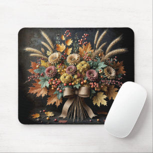 Herbstmuschel mit Weizenhalmen Mousepad