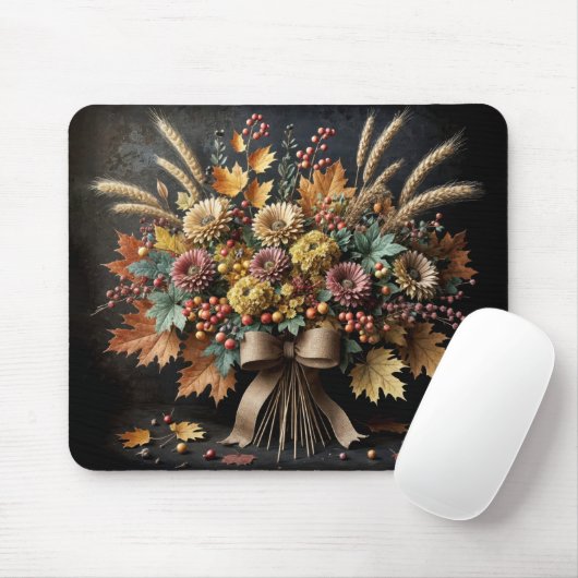 Herbstmuschel mit Weizenhalmen Mousepad (Mit Mouse)